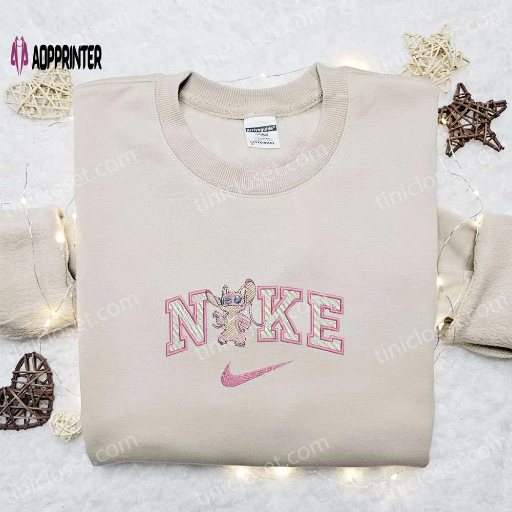 Disney characters embroidered shirt & hoodie: angel lilo and stitch x nike – perfect gift for girls Embroidered Shirt