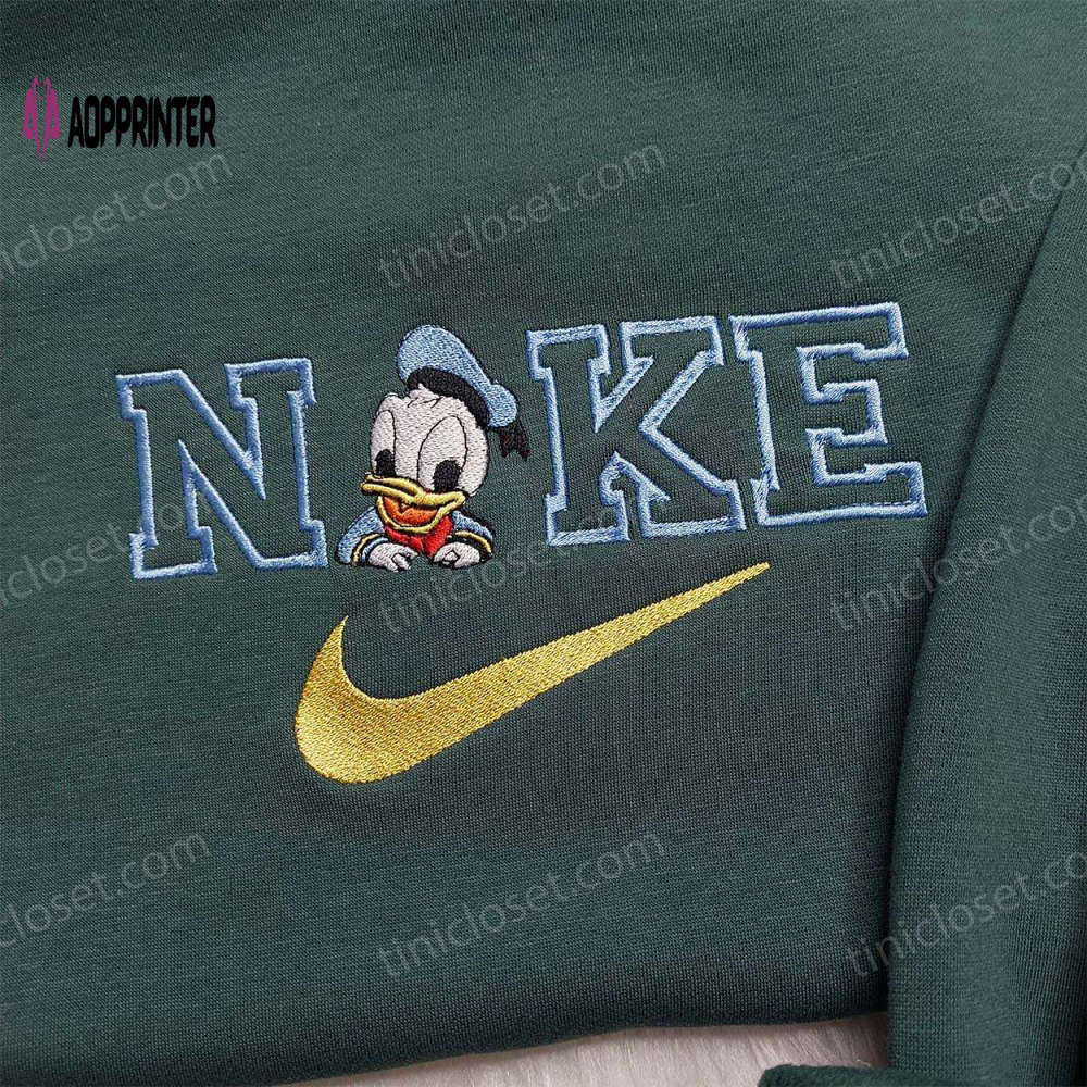 Disney donald duck embroidered sweatshirt: nike-inspired hoodie for family Embroidered Shirt