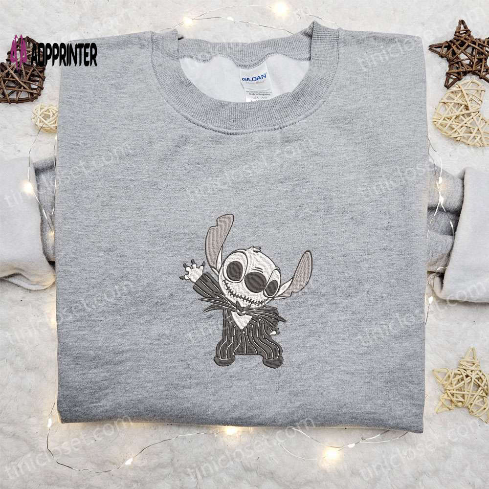 Disney jack skellington stitch cosplay sweatshirt – funny halloween embroidered shirt t-shirt Embroidered Shirt