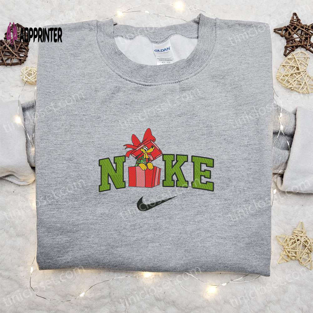 Disney x nike pluto embroidered sweatshirt: festive cartoon christmas gift Embroidered Shirt