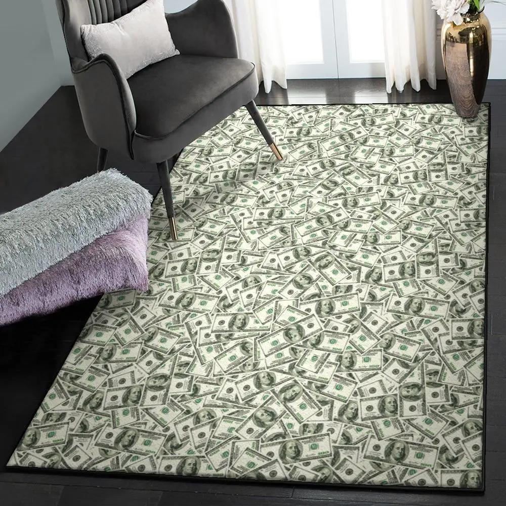 Dollar large living room rugs, dollar money pattern rug Rectangle Rug