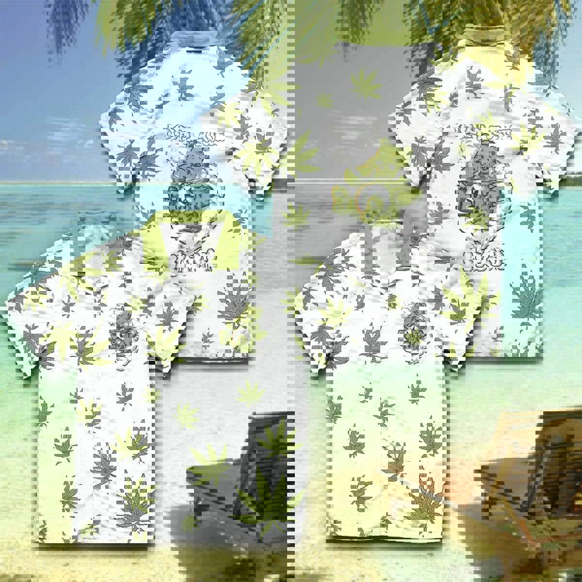 Don't care bear weed green white unisex hawaiian shirts Hawaii Shirt Shorts & Flip Flops