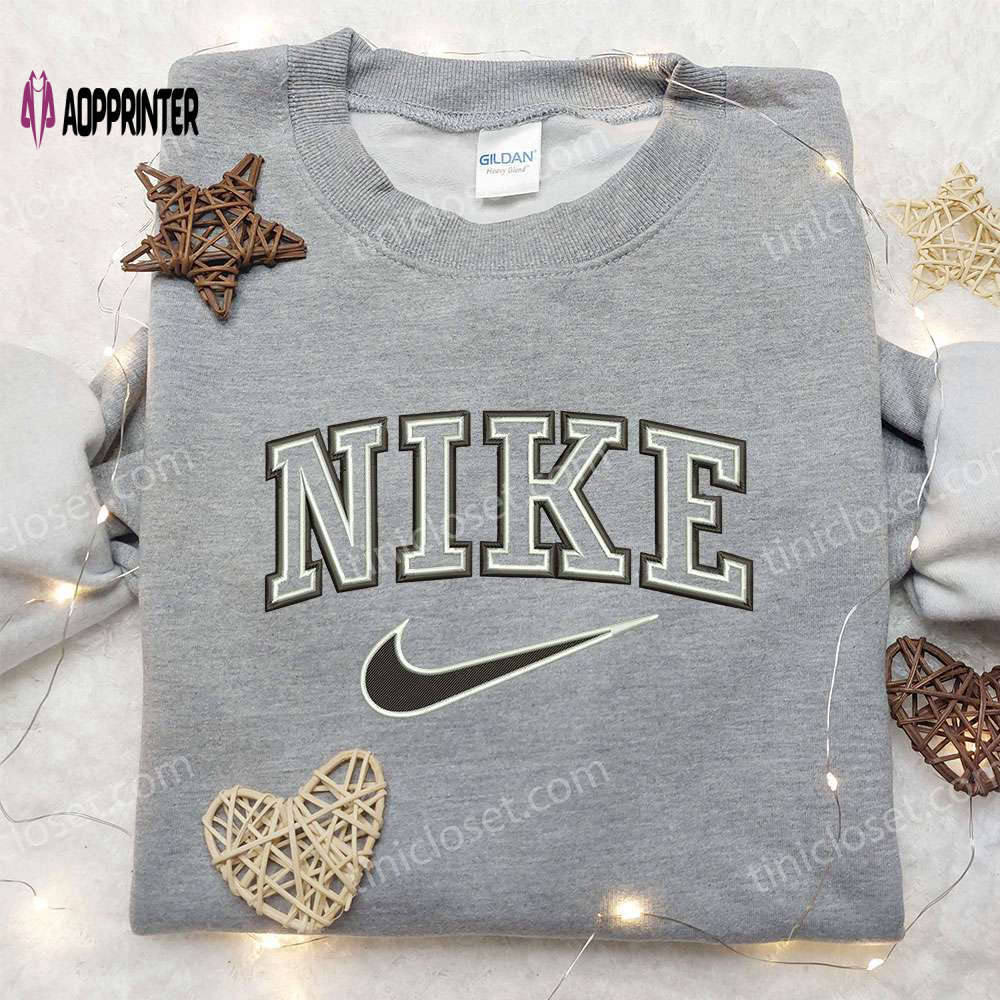 Double line x nike embroidered shirt: gift for husband custom design Embroidered Shirt