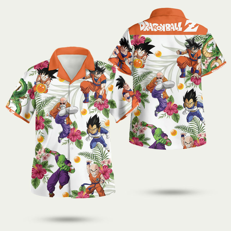 Dragon ball z characters son goku vegeta tropica hawaiian shirt Hawaii Shirt Shorts & Flip Flops