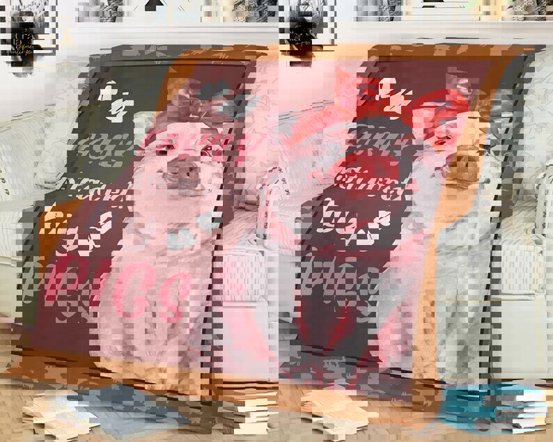 Easily distracted by pigs fleece blanket, mink sherpa blanket, pig blanket, pig quilt, easily distracted quilt, cute pig blanket Quilt Blanket