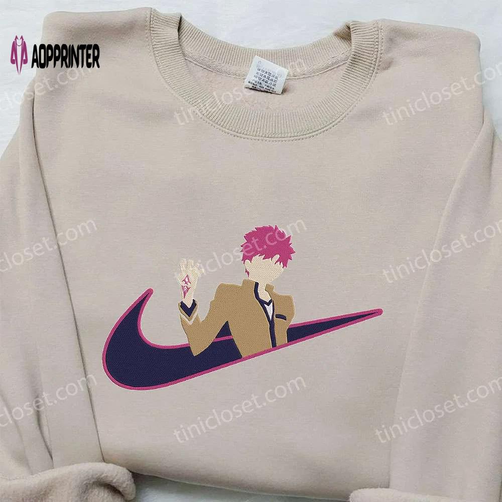 Emiya shirou x nike swoosh anime hoodie & type moon embroidered shirt: stylish nike inspired apparel Embroidered Shirt
