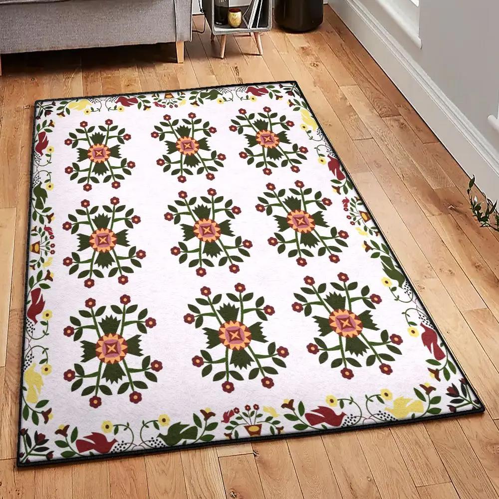 Floral outdoor carpet, yellow flower rug Rectangle Rug