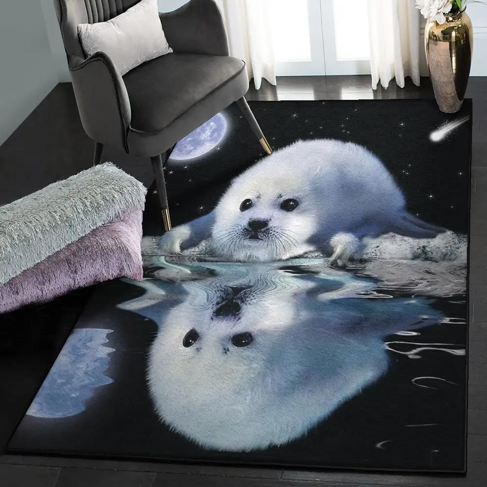 Funny seal bedroom rugs, the harp seal rug Rectangle Rug