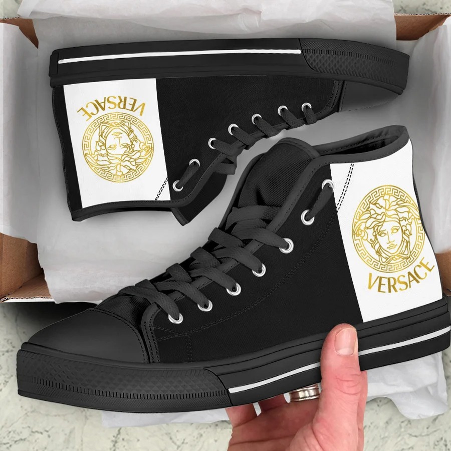 Gianni versace black high top canvas shoes sneakers hot best for men women hot 2023 44 High Top Canvas Shoes