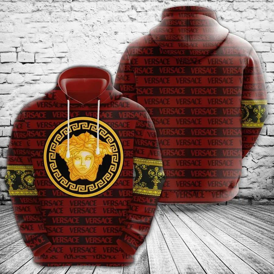 Gianni versace red gold unisex hoodie for men women luxury brand clothing clothes outfit Hoodie 3D