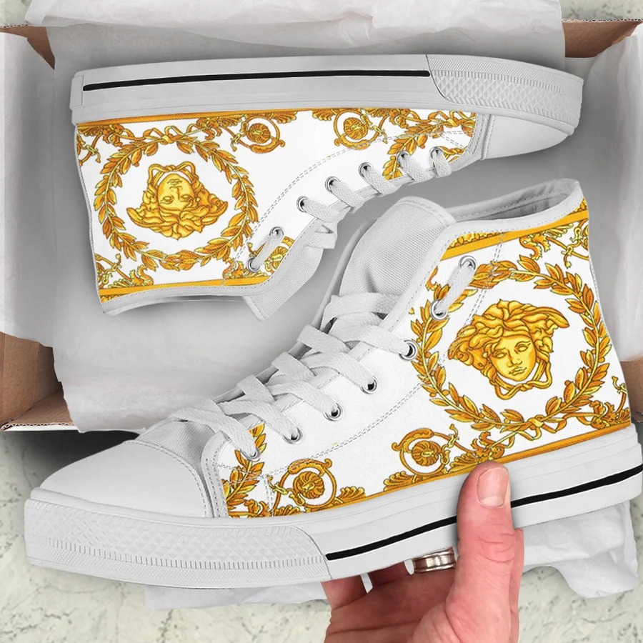 Gianni versace white high top canvas shoes sneakers hot best for men women hot 2023 45 High Top Canvas Shoes
