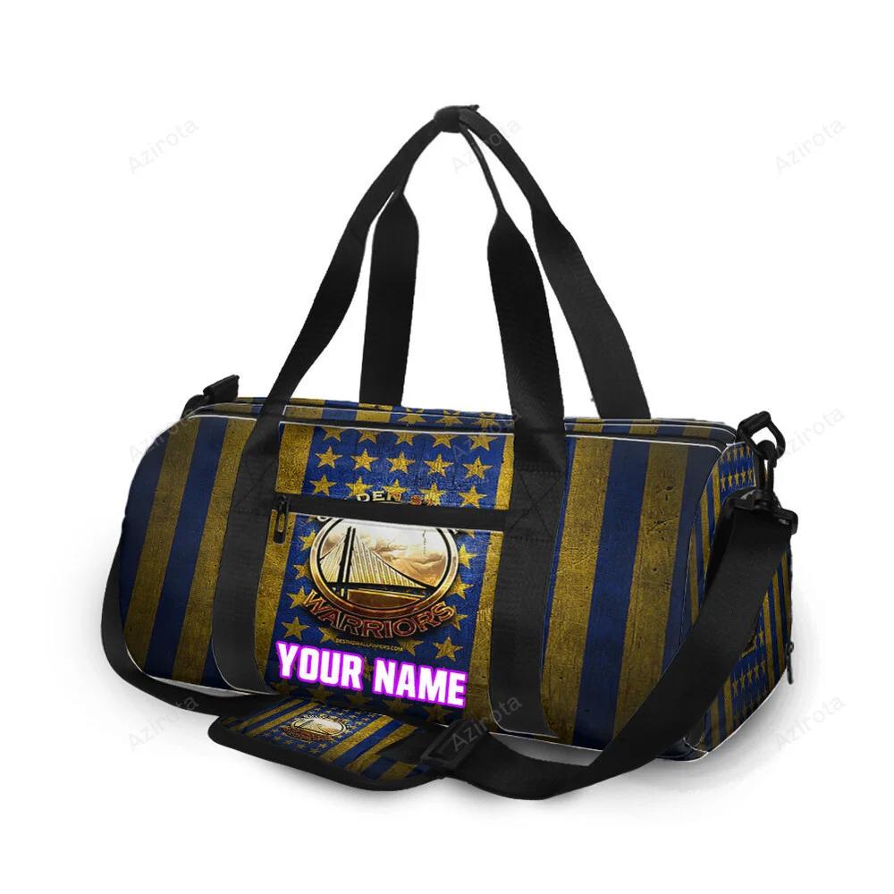 Golden state warriors emblem flag texture vintage personalized name travel bag gym bag 954 Travel Bag