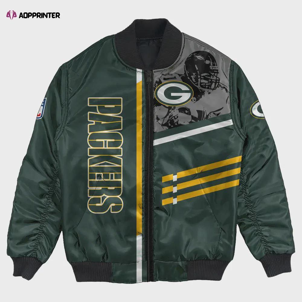 Green bay packers bomber jacket 3d printed personalized football for fan Bomber Jacket