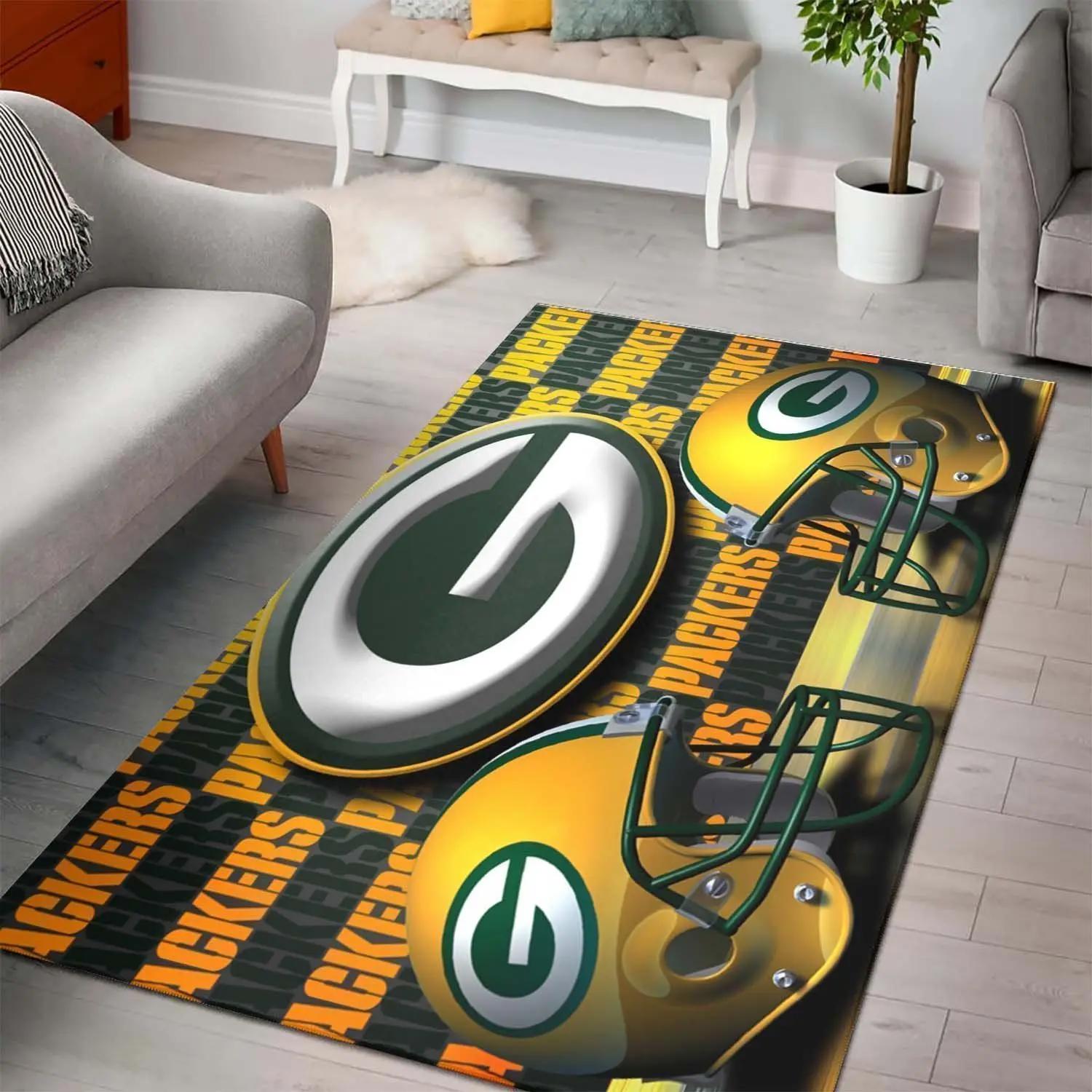 Green bay packers nfl football carpet living room rug regtangle carpet v1492 Rectangle Rug