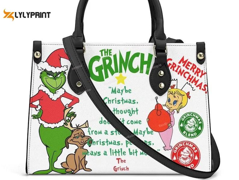 Grinch lover 1 leather handbag gift for women 646 Women Leather Hand Bag