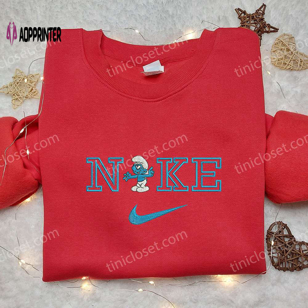 Grouchy smurf x nike embroidered sweatshirt – the smurf shirt nike inspired Embroidered Shirt