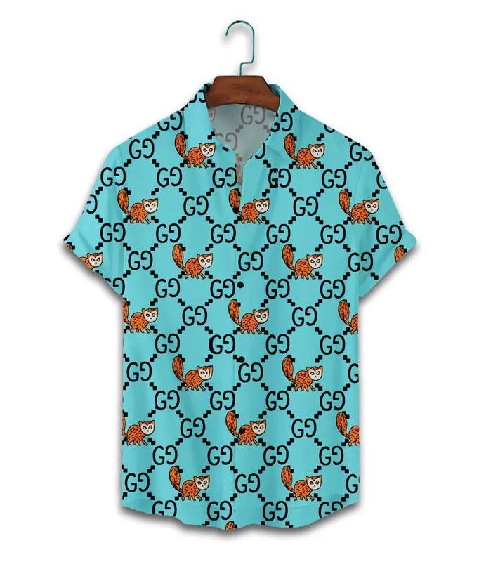 Gucci animal blue luxury brand fashion hawaii shirt for men 8 Hawaii Shirt