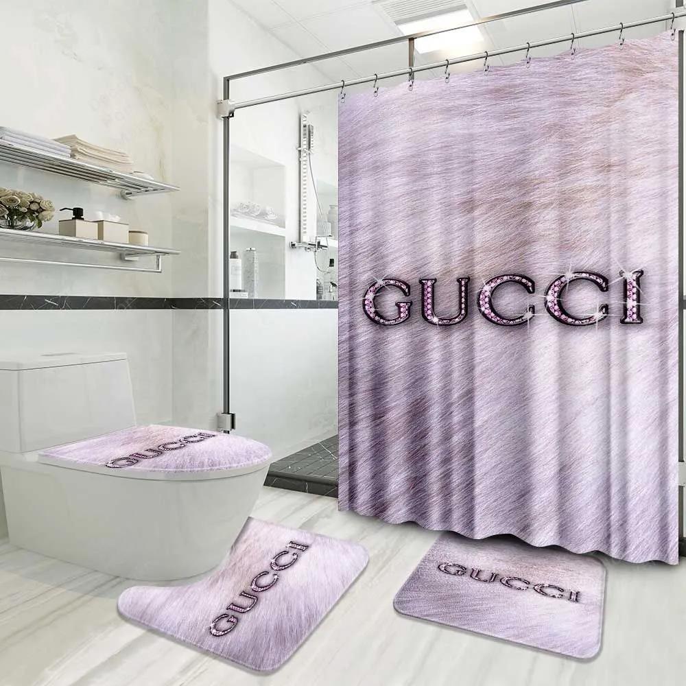 Gucci bathroom set luxury shower curtain waterproof luxury brand with logo gucci 13 156 Bathroom Set
