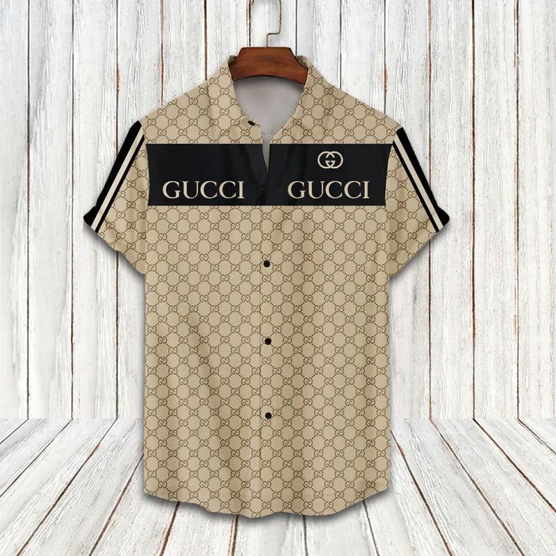 Gucci black beige luxury brand fashion hawaii shirt for men 11 Hawaii Shirt