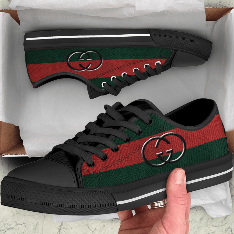 Gucci black stripe low top canvas shoes sneakers hot best for men women 104 lwcs Low Top Canvas Shoes