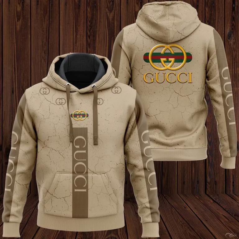 Gucci brown hoodie luxury brand clothing clothes outfit for men Hoodie 3D