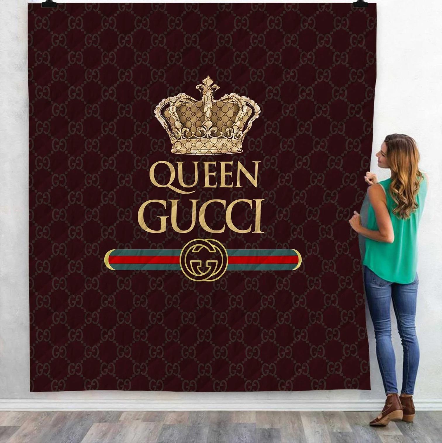 Gucci brown queen fashion luxury brand premium blanket fleece home decor 151 Blanket Fleece