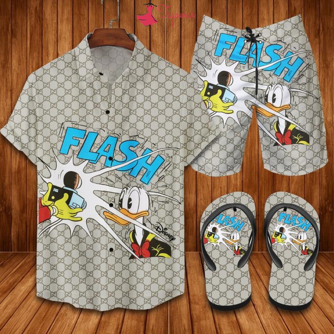 Gucci flip flops and combo hawaiian shirt, beach shorts luxury summer clothes style #503 Hawaii Shirt Shorts & Flip Flops