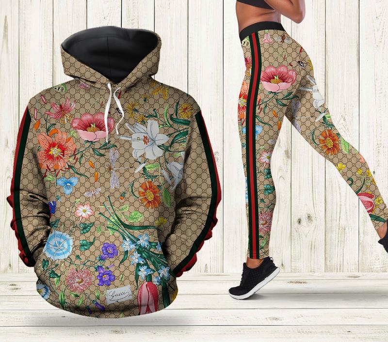 Gucci flower hoodie leggings luxury brand clothing clothes outfit for women 157 hcst 44 Hoodie Leggings Set