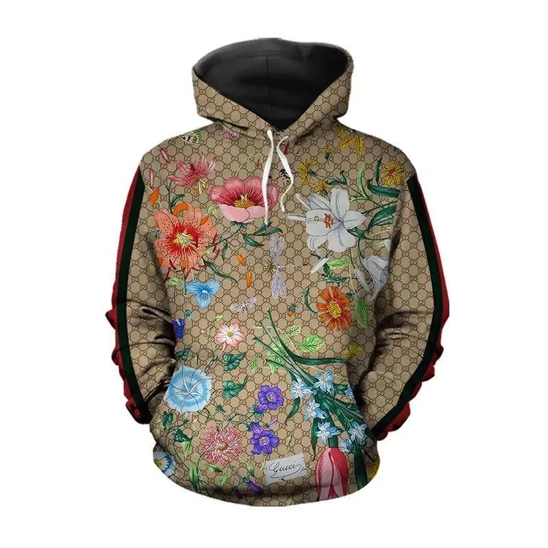 Gucci flower hoodieeggingsuxury brand clothing clothes outfit for women Zipper Hoodie 3D