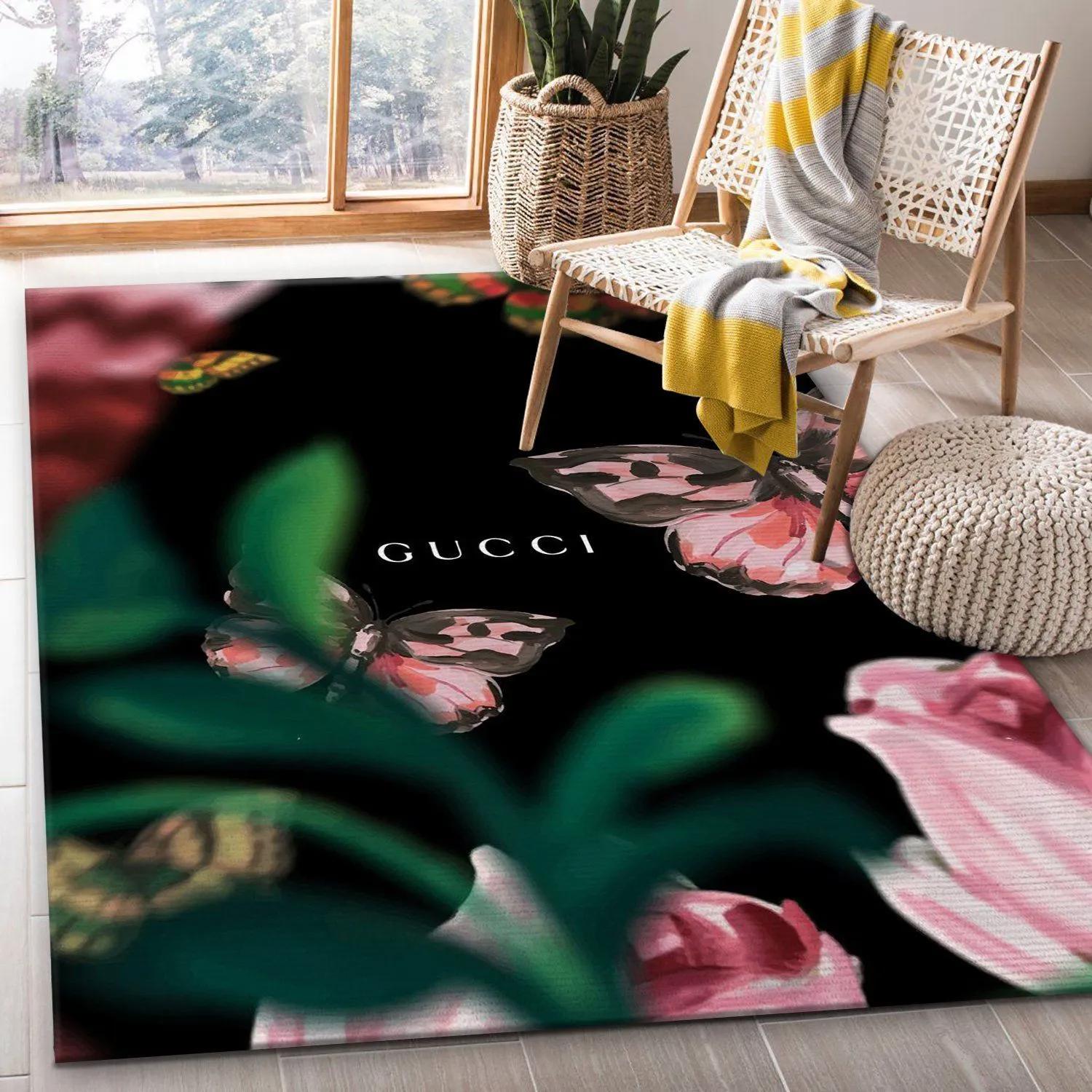 Gucci flower logo type 291. Upgrade Your Living Room with Luxury Home Decor: Area Carpets, Floor Decor, Door Mats, and Hot Gift Items with style a High-End Fashion Brand Rectangle Rug