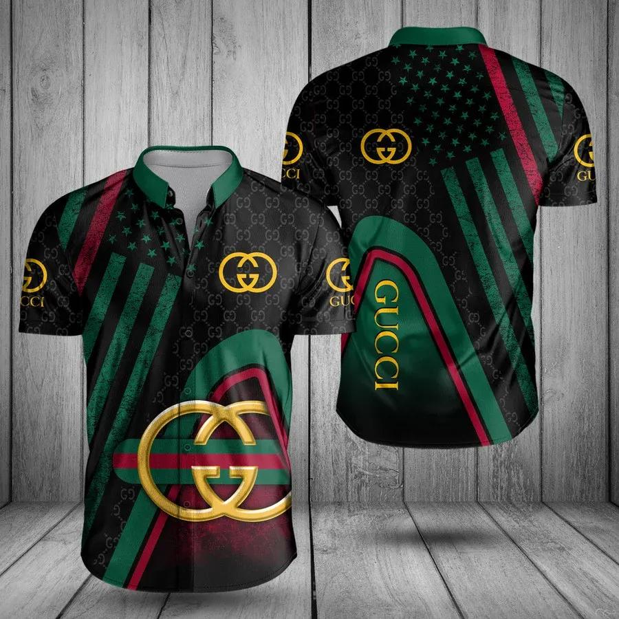 Gucci green black luxury brand premium fashion hawaii shirt for men 28 Hawaii Shirt
