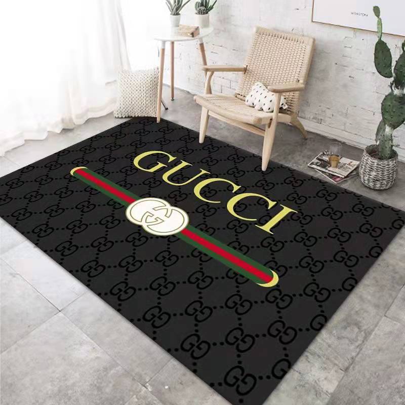 Gucci logo type 605. Upgrade Your Living Room with Luxury Home Decor: Area Carpets, Floor Decor, Door Mats, and Hot Gift Items with style a High-End Fashion Brand Rectangle Rug