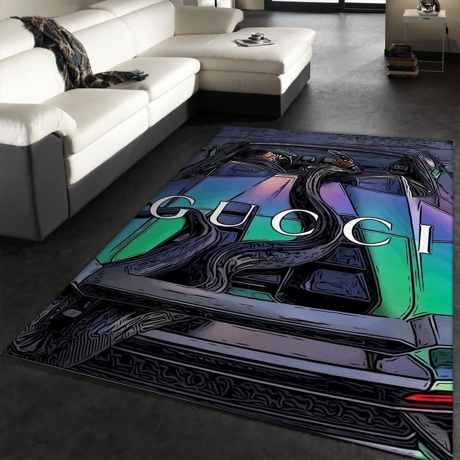 Gucci logo type 974. Upgrade Your Living Room with Luxury Home Decor: Area Carpets, Floor Decor, Door Mats, and Hot Gift Items with style a High-End Fashion Brand Rectangle Rug
