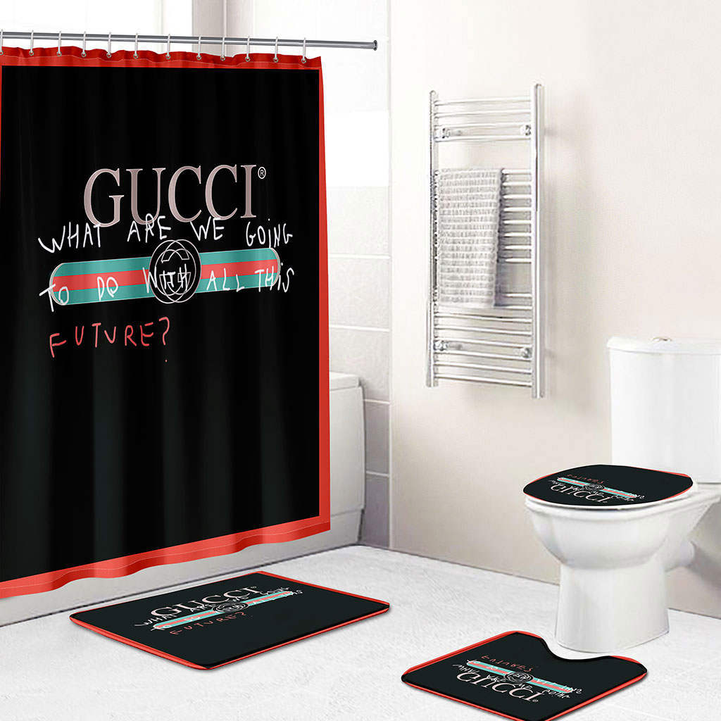Gucci luxury bath mat sets italy black and red bath mat sets shower curtain 250 Bathroom Set