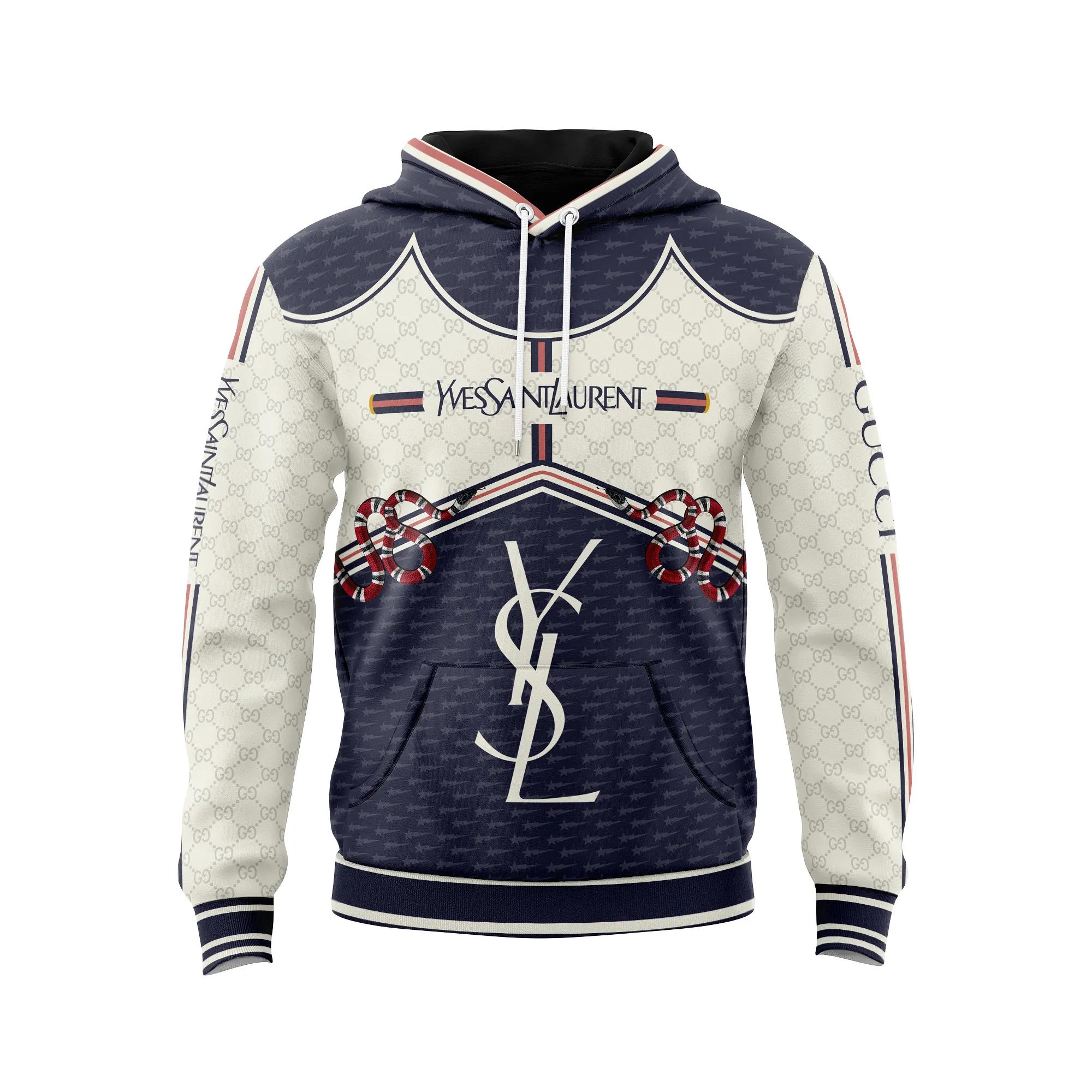 Gucci yves saint laurent snake bee unisex hoodie outfit for men women luxury brand clothing Hoodie 3D