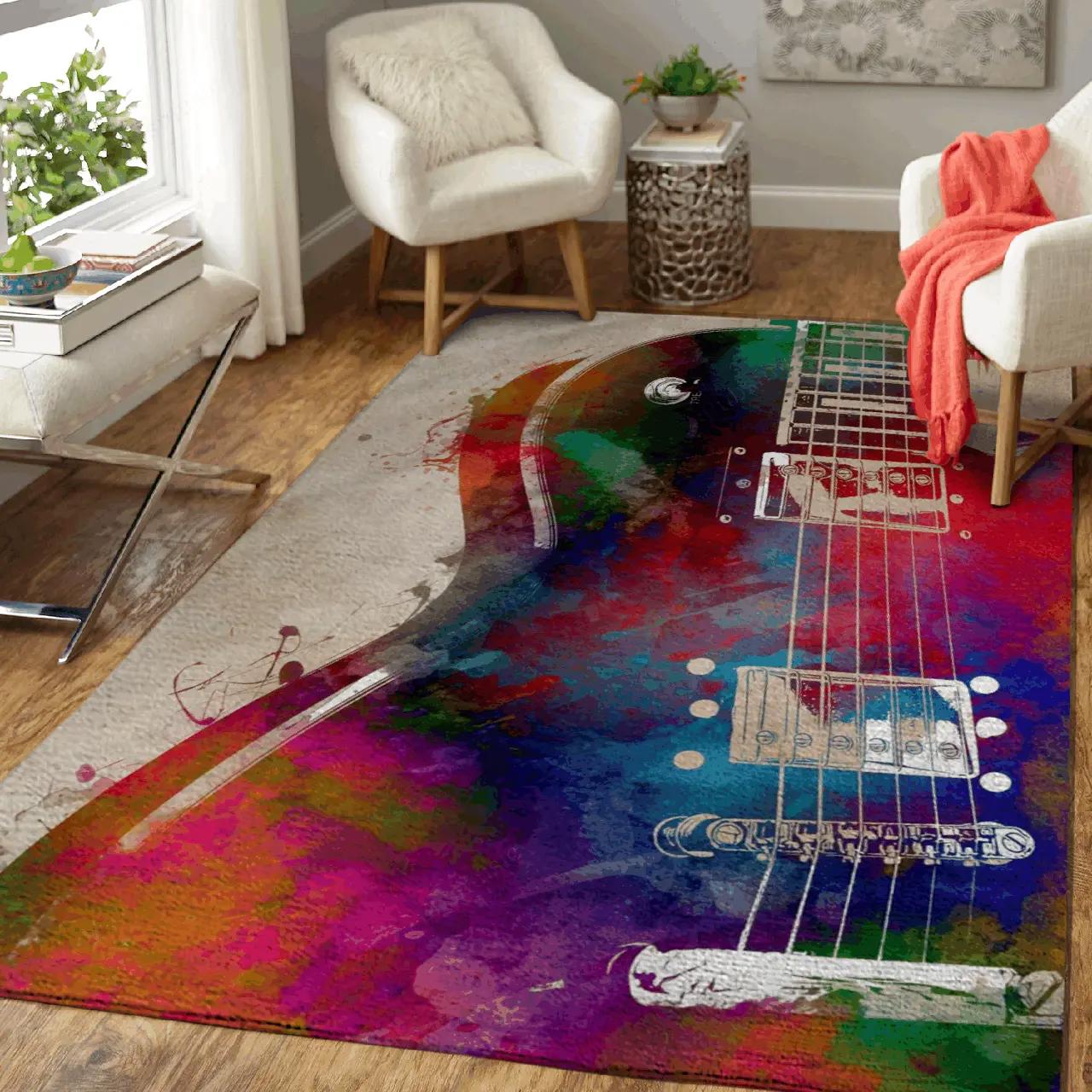Guitar art 14 music art for fans area rug living room carpet rug regtangle carpet floor decor home decor Rectangle Rug