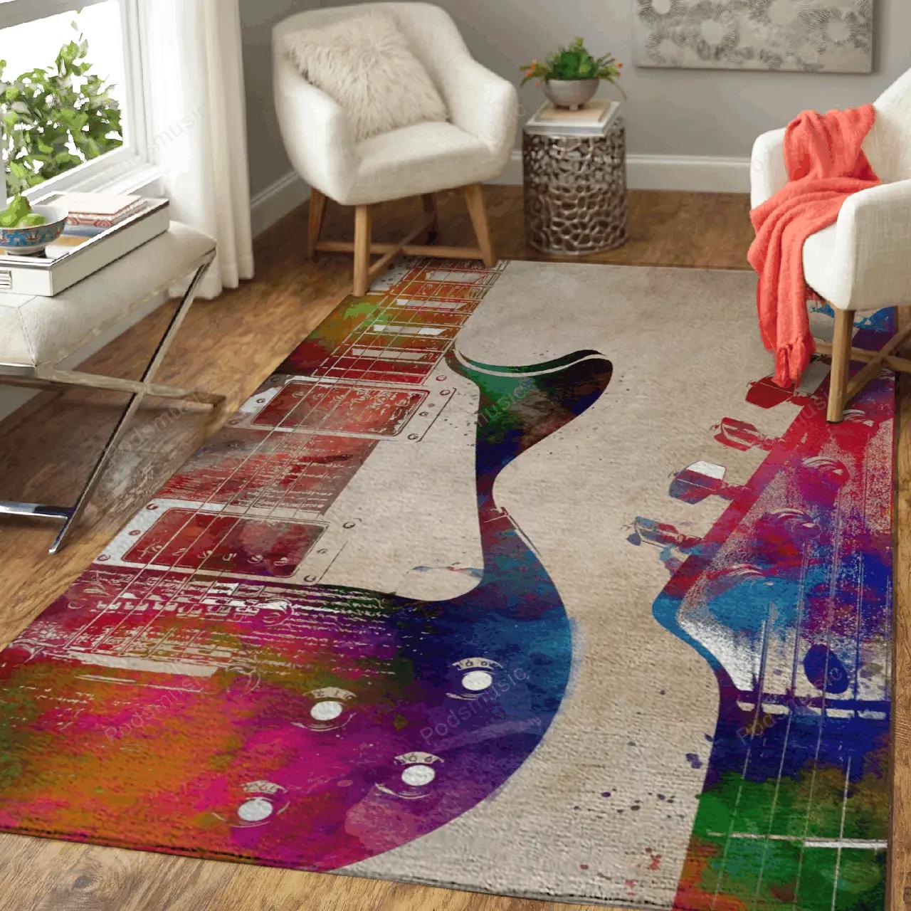 Guitar art 9 music art for fans area rug living room carpet rug regtangle carpet floor decor home decor Rectangle Rug
