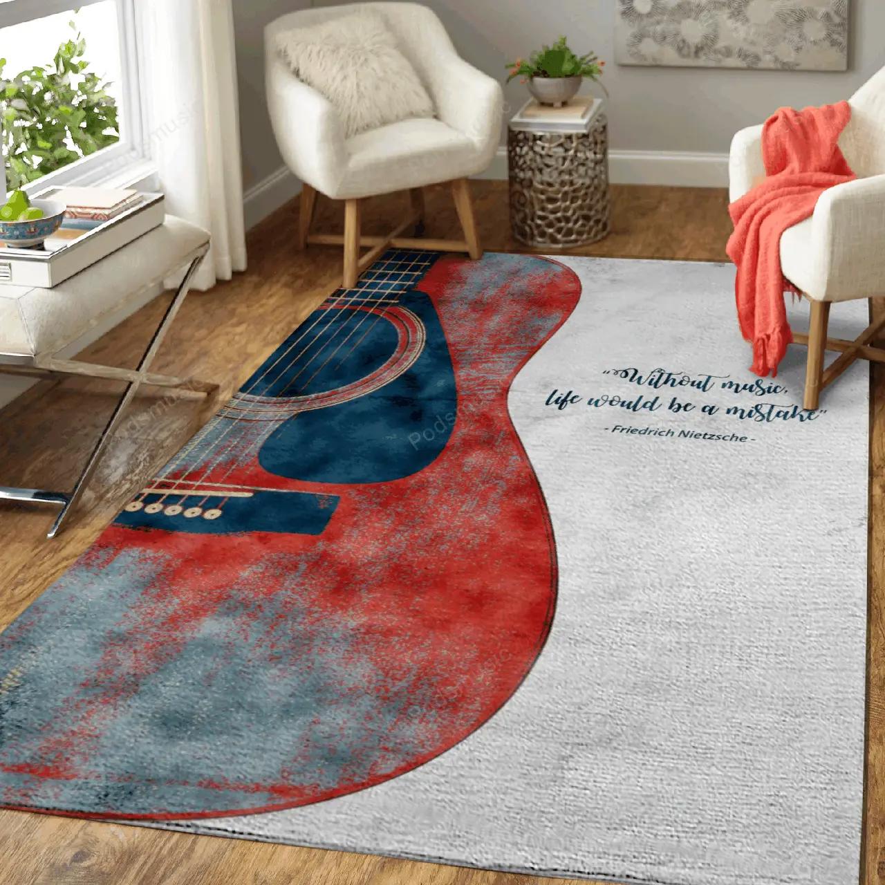 Guitar quote music quote art for fans area rug living room carpet rug regtangle carpet floor decor home decor Rectangle Rug