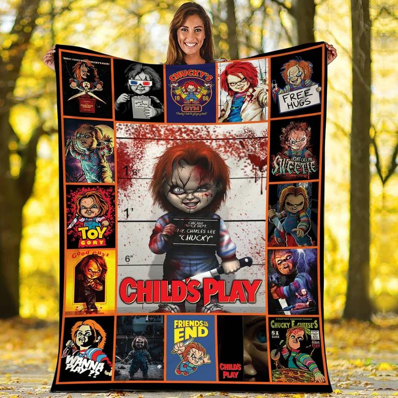 Halloween decorations child's play fleece blanket, chucky blanket, horror movie blanket, halloween gifts, christmas gifts, birthday gifts Quilt Blanket