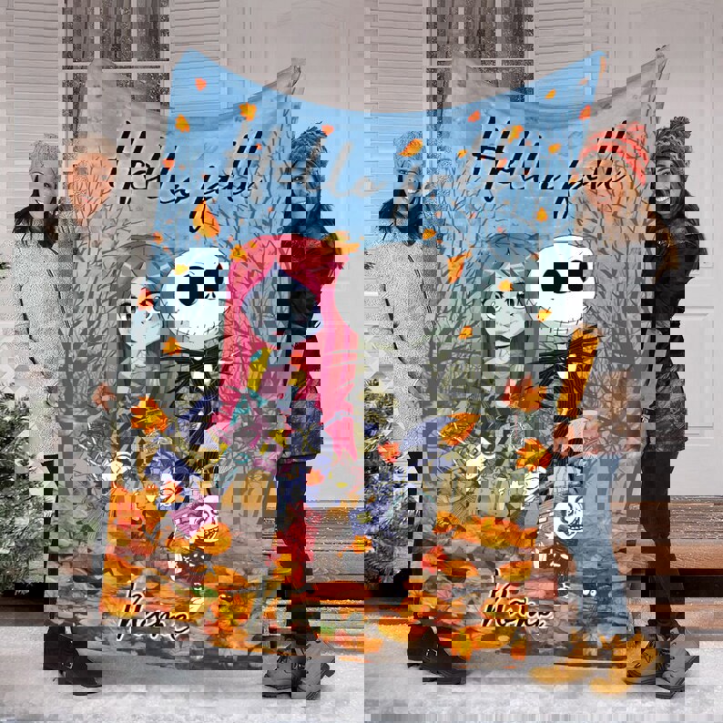 Halloween decorations fall season jack skellington blanket, custom name jack halloween blanket, the nightmare before christmas fleece mink sherpa , home decor Quilt Blanket