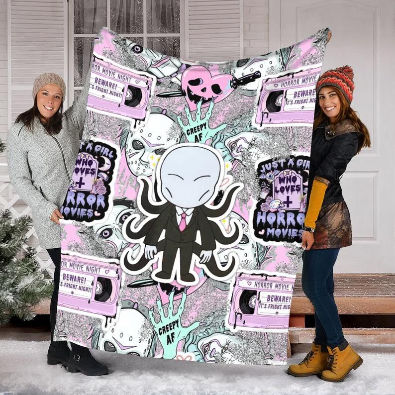 Halloween decorations halloween blanket, just a girl who loves halloween movies blanket,halloween watching blanket, fall season blanket, creepy halloween blanket Quilt Blanket