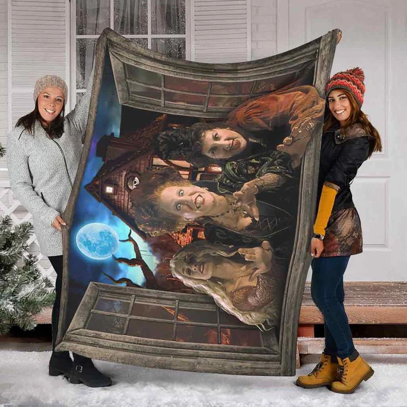 Halloween decorations halloween hocus pocus blanket, hocus pocus halloween witchy blanket, sanderson sister halloween blanket mink sherpa blanket- scary character Quilt Blanket