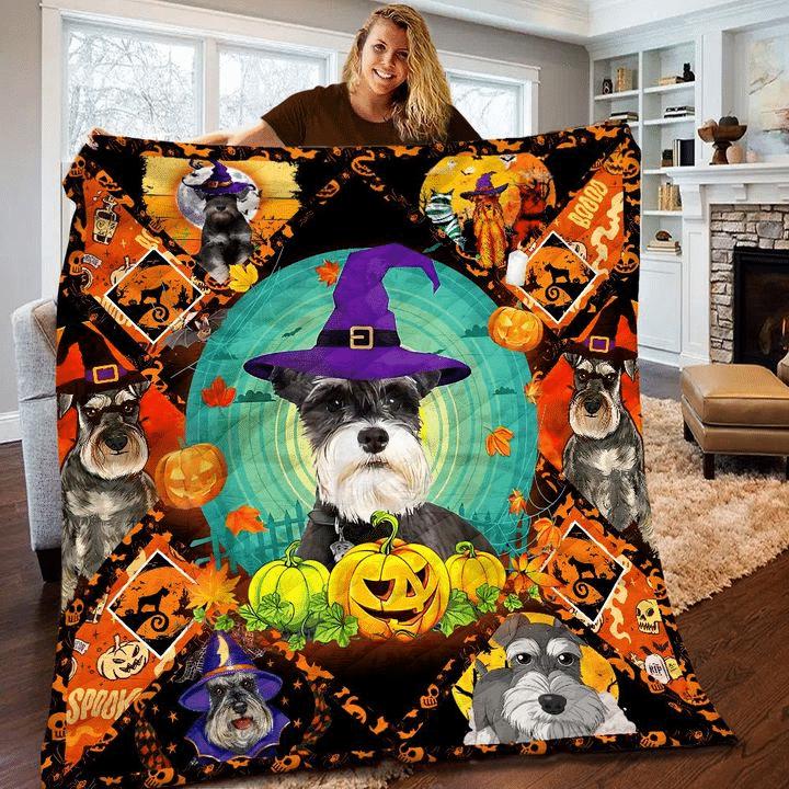 Halloween decorations miniature schnauzer halloween quilt blanket Quilt Blanket