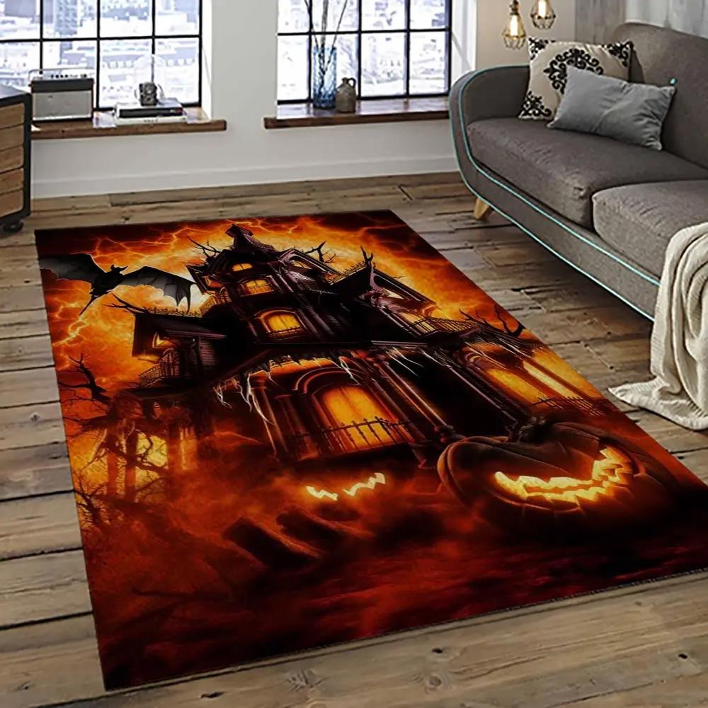 Halloween style pumpkin autumn retangle carpet area rug home decor halloween gift hal34 Rectangle Rug