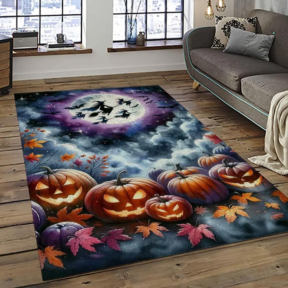 Halloween style pumpkin autumn retangle carpet area rug home decor halloween gift hal60 Rectangle Rug