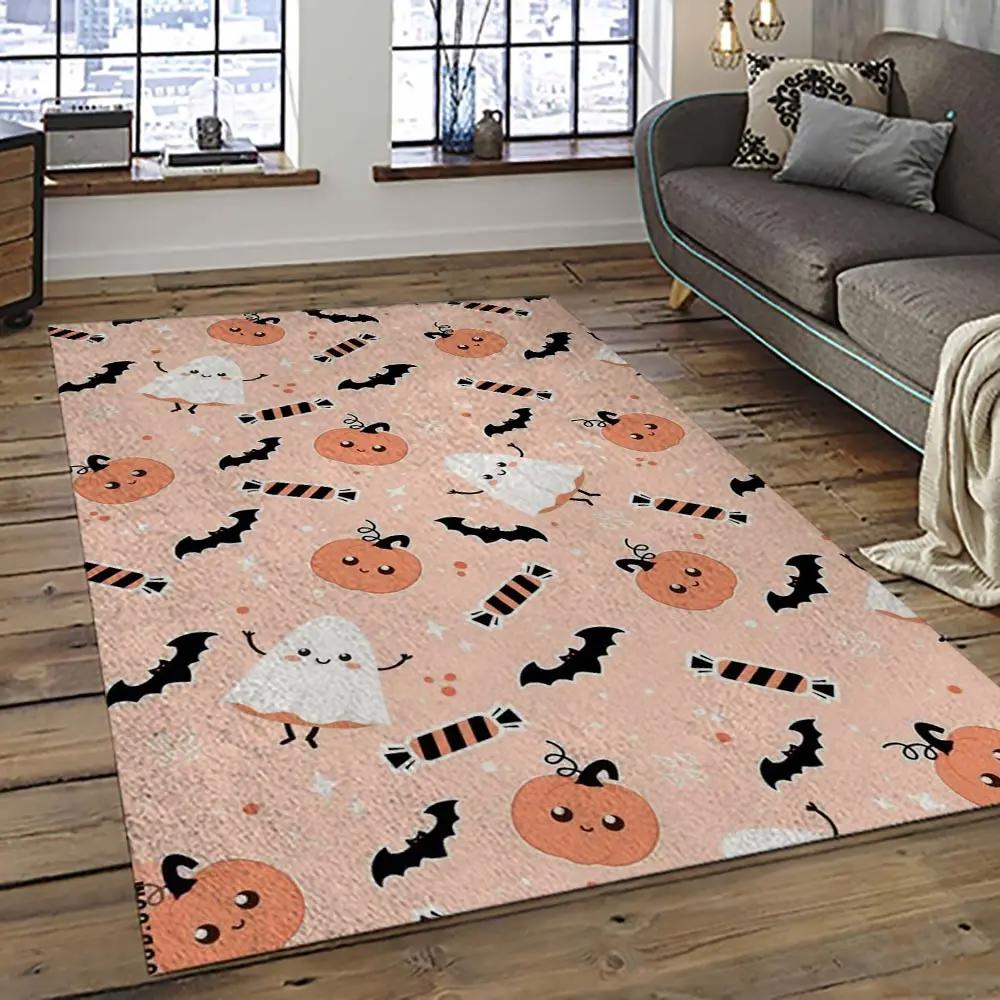 Halloween style pumpkin autumn retangle carpet area rug home decor halloween gift hal70 Rectangle Rug