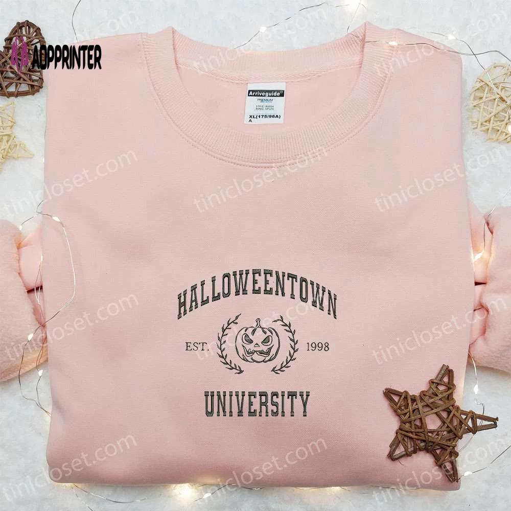 Halloweentown university est 1998 pumpkin embroidered sweatshirt: vintage halloween clothing Embroidered Shirt