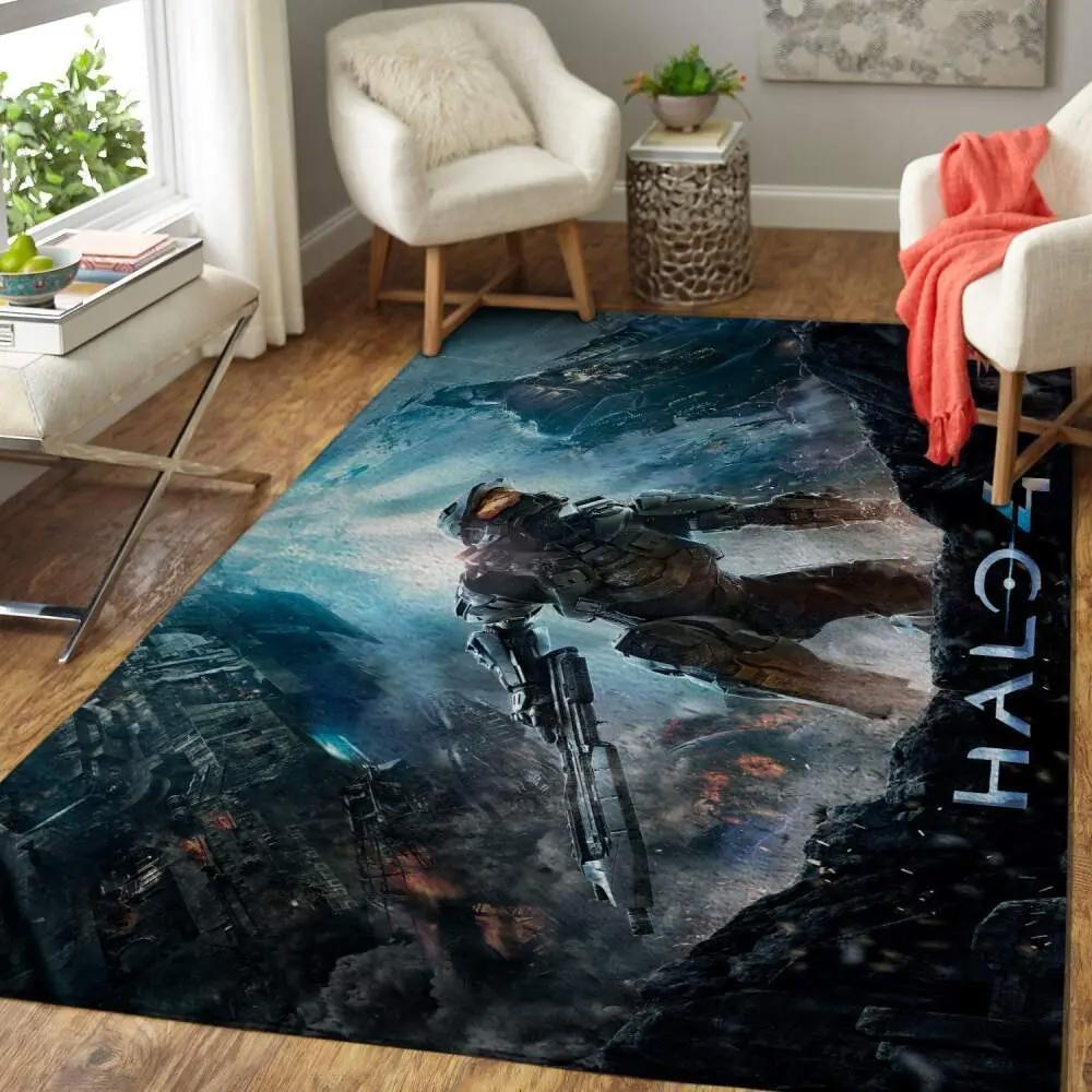 Halo area rug gaming carpet gamer living room rugs rug regtangle carpet floor decor home decor v5614 Rectangle Rug