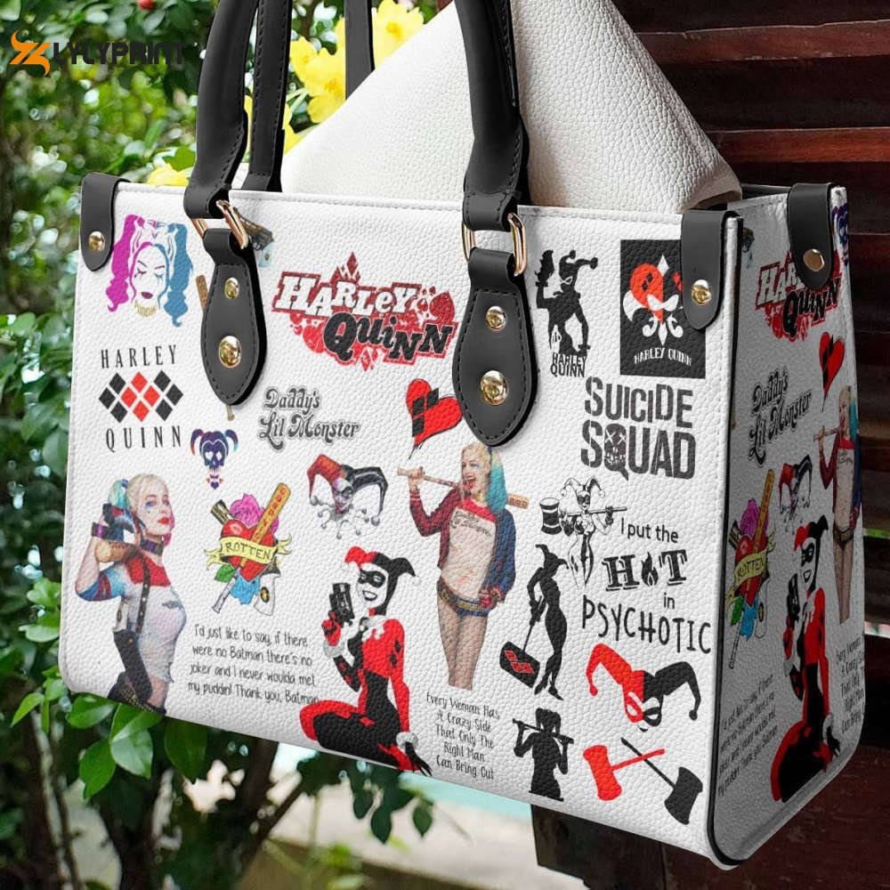 Harley quinn lover leather hand bag gift for women’s day – perfect women s day gift for fans 3684 Women Leather Hand Bag