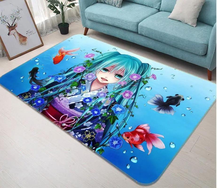 Hatsune miku anime 62 area rug living room and bed room rug rug regtangle carpet floor decor home decor Rectangle Rug
